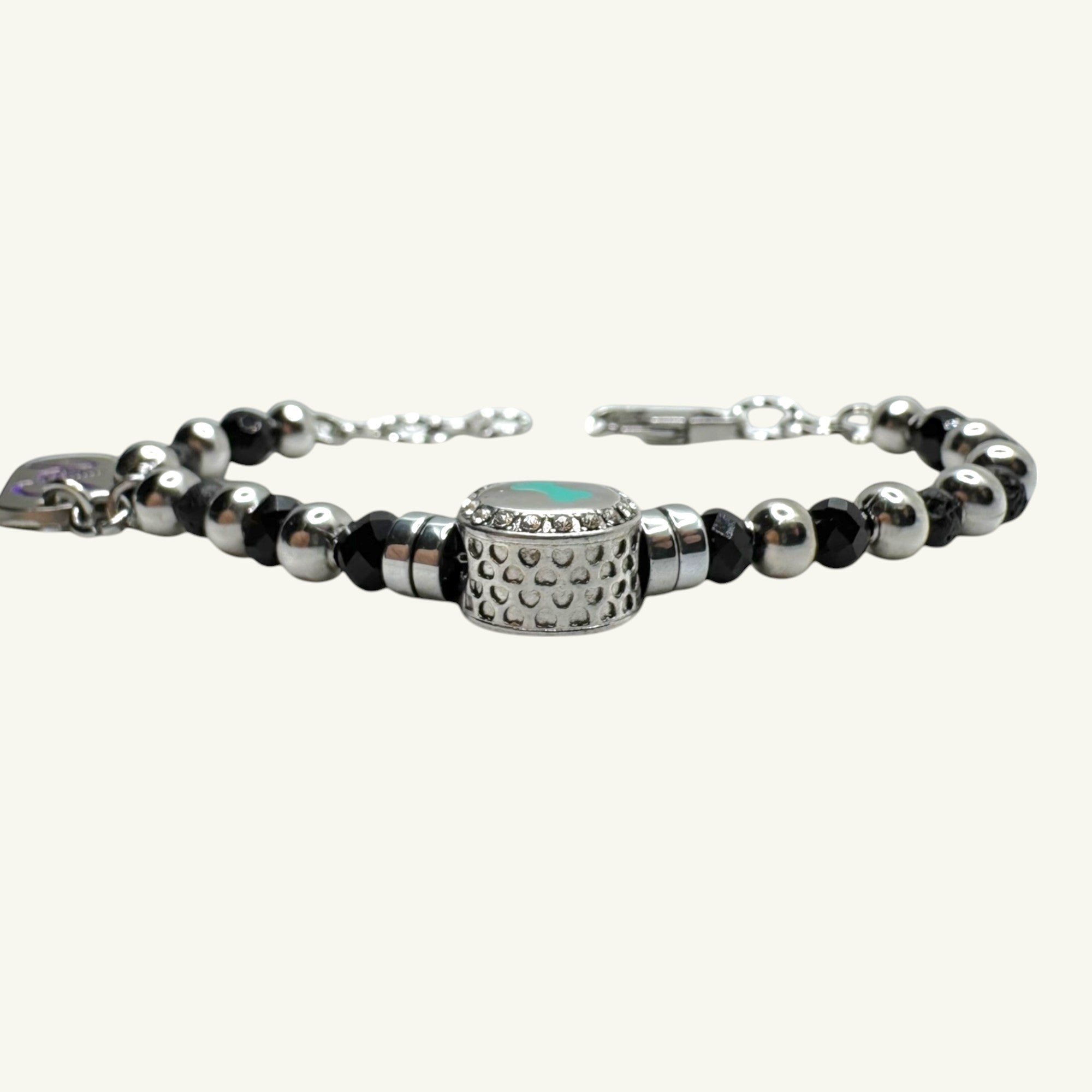 Bracciale onice con charm verde acqua Sharifa Crystals